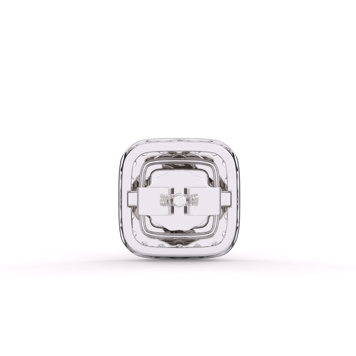 Classic Square Shaped Round Diamond Earrings